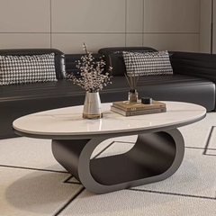 Bàn sofa chân sắt mặt đá elip 50x100cm BTS-49