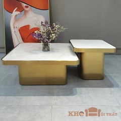 Bàn trà sofa đôi vuông chân sắt mặt đá hiện đại BTS-101