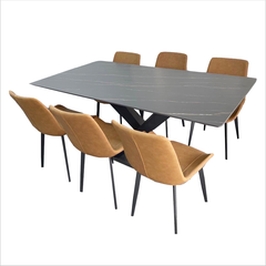 Bộ bàn ăn 6 ghế mặt đá hiện đại cho căn hộ sang trọng BBA-05