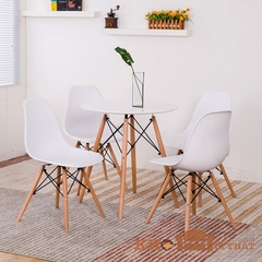 Bộ bàn ăn, cafe hiện đại cho 4 người gồm bàn tròn 4 chân và 4 ghế cafe eames BBC-28