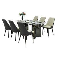 Bộ bàn ăn 6 ghế mặt đá hiện đại BBA-86