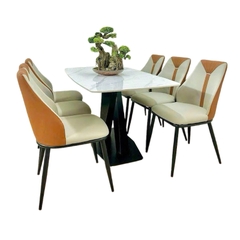 Bộ bàn ăn mặt đá ceramic 6 ghế Spot hiện đại BBA-30