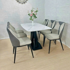 Bộ bàn ăn mặt đá ceramic 6 ghế Spot hiện đại BBA-30