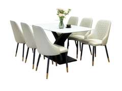 Bộ bàn ăn nhập khẩu mặt đá cho 6 người BBA-75