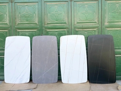 Bàn ăn chân hình trái tim thép cacbon, mặt đá ceramic BA26