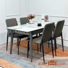 Bộ bàn ăn kéo dài (có tích hợp bếp từ) hàng nhập khẩu và 4 ghế zena BBAT-06
