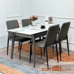 Bộ bàn ăn kéo dài (có tích hợp bếp từ) hàng nhập khẩu và 4 ghế zena BBAT-06