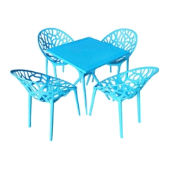 Bộ bàn ghế cafe nhựa đúc nhiều màu BBC-39