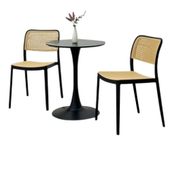 Bộ bàn ghế cafe tiếp khách 2 ghế nhựa giả mây BBC-16