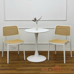 Bộ bàn ghế cafe tiếp khách 2 ghế nhựa giả mây BBC-16