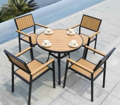 Bộ bàn sân vườn khung nhôm, mặt polywood BSV-07