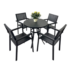 Bộ bàn sân vườn khung nhôm, mặt polywood BSV-07