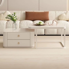 Bộ bàn trà đôi vuông mẫu mới 2 hộc kéo BTS-37