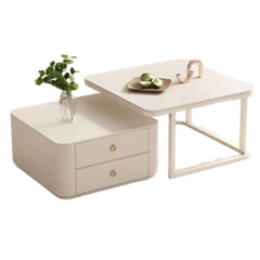 Bộ bàn trà đôi vuông mẫu mới 2 hộc kéo BTS-37