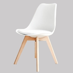 Ghế cafe, ghế ăn eames nhựa lót nệm chân gỗ sồi GCF-02