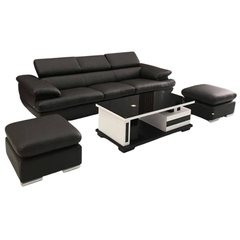 Ghế salon văng dài kèm đôn bọc da cao cấp GSB-07