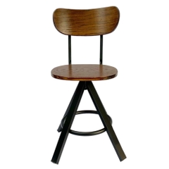 Ghế cafe gỗ chân sắt chụm có lưng tựa GCF-26