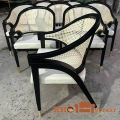 Ghế nhà hàng Womly gỗ tần bì chân bọc đồng GG-03