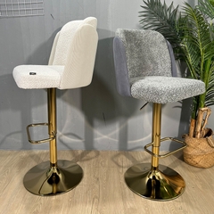 Ghế quầy bọc vải Chenille, chân mạ vàng GBB-44