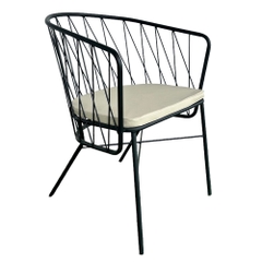 Ghế cafe sắt đan sơn tĩnh điện có nệm ngồi GCF-20