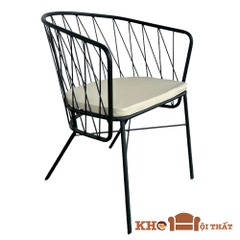 Ghế cafe sắt đan sơn tĩnh điện có nệm ngồi GCF-20