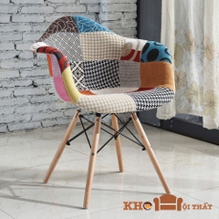Ghế thổ cẩm có tay chân gỗ GCF-17