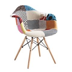 Ghế thổ cẩm có tay chân gỗ GCF-17