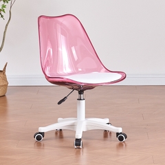 Ghế nhựa trong suốt có nệm, chân xoay bánh xe GCF-40