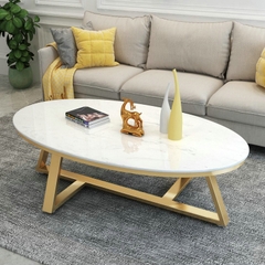 Bàn sofa mặt đá hình elip chân sắt sơn tĩnh điện BTS-48