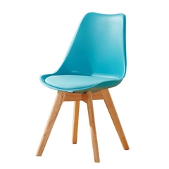 Ghế cafe, ghế ăn eames nhựa lót nệm chân gỗ sồi GCF-02