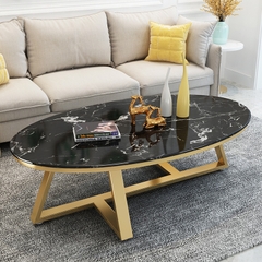Bàn sofa mặt đá hình elip chân sắt sơn tĩnh điện BTS-48