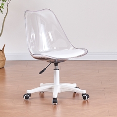 Ghế nhựa trong suốt có nệm, chân xoay bánh xe GCF-40