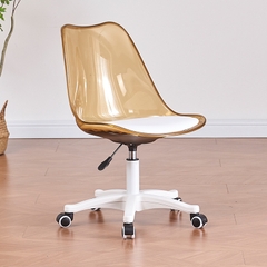 Ghế nhựa trong suốt có nệm, chân xoay bánh xe GCF-40