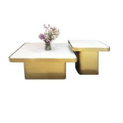 Bàn trà sofa đôi vuông chân sắt mặt đá hiện đại BTS-101