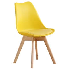 Ghế cafe, ghế ăn eames nhựa lót nệm chân gỗ sồi GCF-02