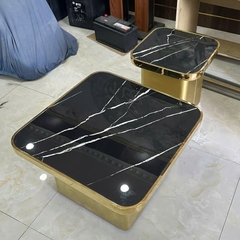 Bàn trà sofa inox mặt đá hiện đại BTI-07