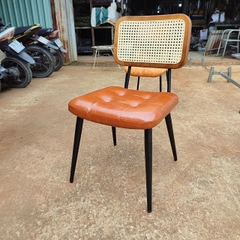 Ghế cafe - ghế nhà hàng khung sắt mặt nệm lưng mây GCF-45