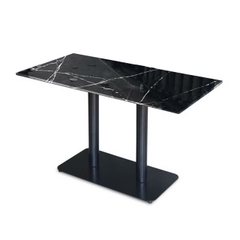 Bàn cafe chữ nhật 120x60cm mặt đá chân sắt đôi BCF-23