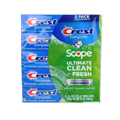 Crest Complete + Scope Advanced Active Foam Toothpaste, 8.2oz, 5-pack