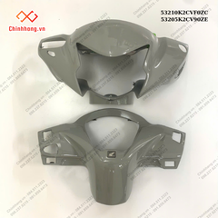 Bộ nắp tay lái trước sau*NHC60P*-BỘ NHỰA Vision 2023 phiên bản thể thao,Màu Xám Xi Măng Đen