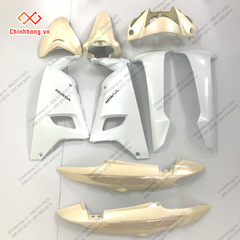 BỘ NHỰA BÓNG VÀNG TRẮNG-BỘ Wave Alpha 110cc năm 2024 Phiên bản cổ điển Màu Vàng