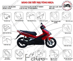 Bộ dàn áo Air Blade -2007. Có 3 màu: Đỏ- Trắng- Đen