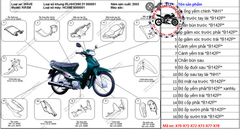 Bộ dàn áo wave anpha -(2003-2004) (wave nhỏ lốc trắng/ máy trắng). Có 6 màu