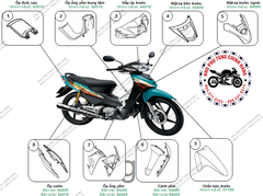 Bộ dàn áo wave RS- 2007 (Có 4 màu: Xanh- đỏ- cam-vàng)
