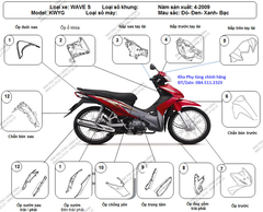 Bộ nhựa dàn áo wave S110 -2009 (Có 4 màu: Đen-Bạc-Xanh-Đỏ)