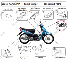 Bộ nhựa dàn áo wave Alpha-2011 (Có 5 màu: Đen- Đỏ- Vàng-Bạc-Xanh)