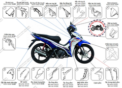Bộ nhựa dàn áo RSX 110cc- 2013-(Có 6 màu: Xám vàng-Đen xám-Đen đỏ-Trắng xanh-Trắng đỏ-Đỏ đen)