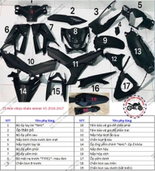 Bộ nhựa dàn áo Winner V1-2017. Có 4 màu: Đỏ-Trắng-Xanh- Vàng