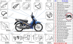 Bộ nhựa dàn áo Future Neo không có chắn gió (Cơ/đĩa) - (2008-2009). Có 4 màu: Xanh-Bạc- Đỏ-Đen