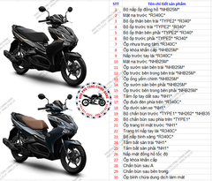 Bộ nhựa dàn áo Air Blade Bản đặc biệt -2021. Có 2 mẫu: 150cc và 125cc